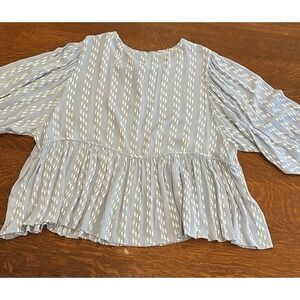 So Good For Life Women's Blue/White Comfortable Print Top Size XL